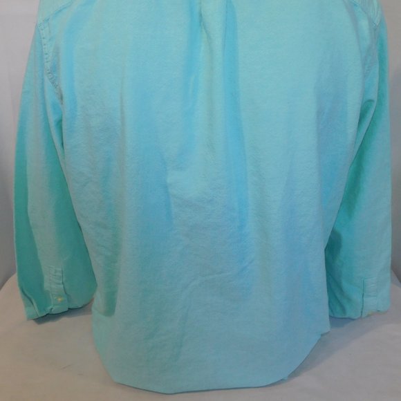 CHAPS Mens M Seafoam Aqua Long Sleeve Button Down Shirt 100% Cotton - Picture 9 of 10